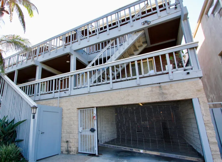 View of gated entry at White Water Village in Oceanside, CA