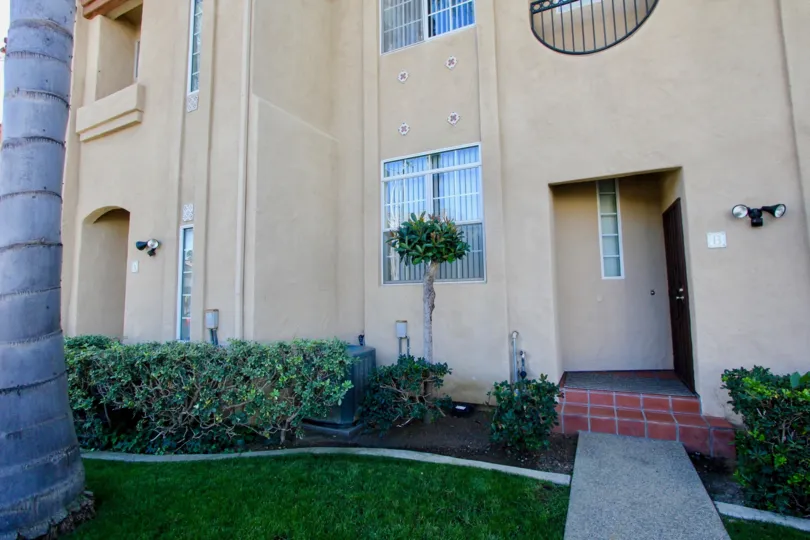 Front view of Wind & Sea Townhomes in Oceanside, California