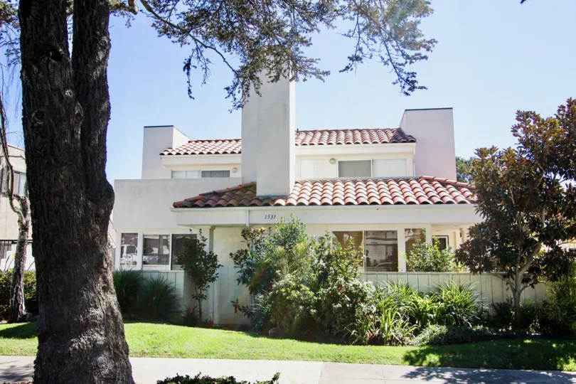 Front passage way with trees in 1531 Missouri community residence, Pacific Beach, CA
