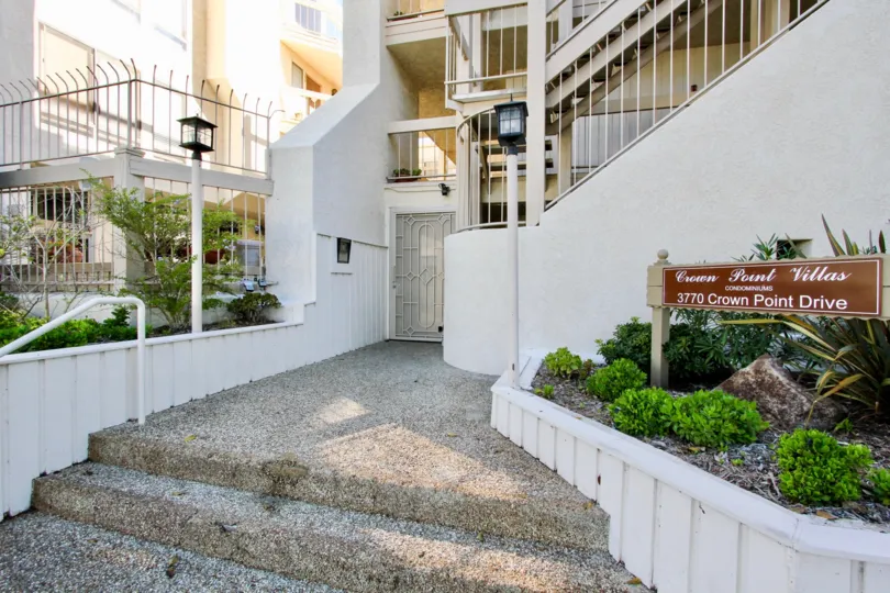 3770 Crown Point villa entry gate view in Pacific Beach, CA