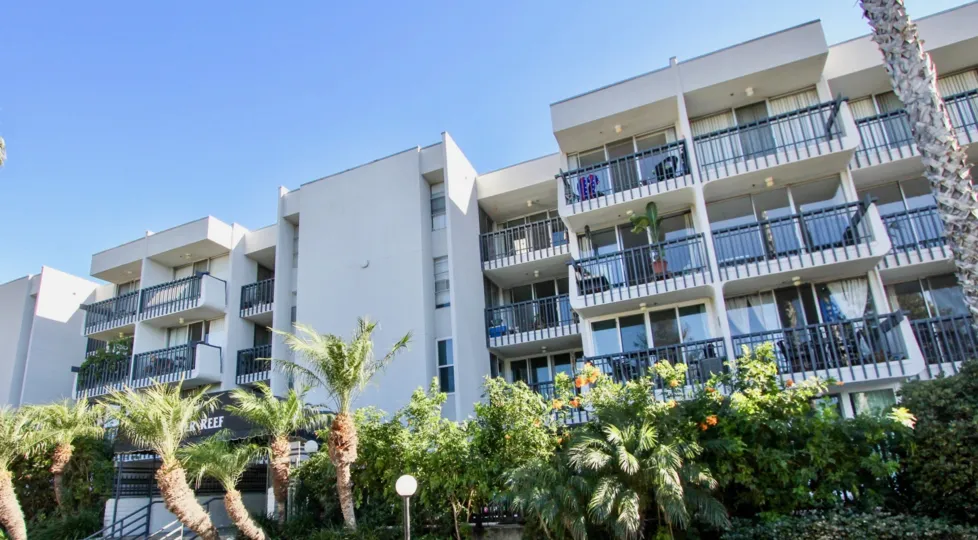 A Sunny Day in the Barrier Reef with trees outside the Apartments
