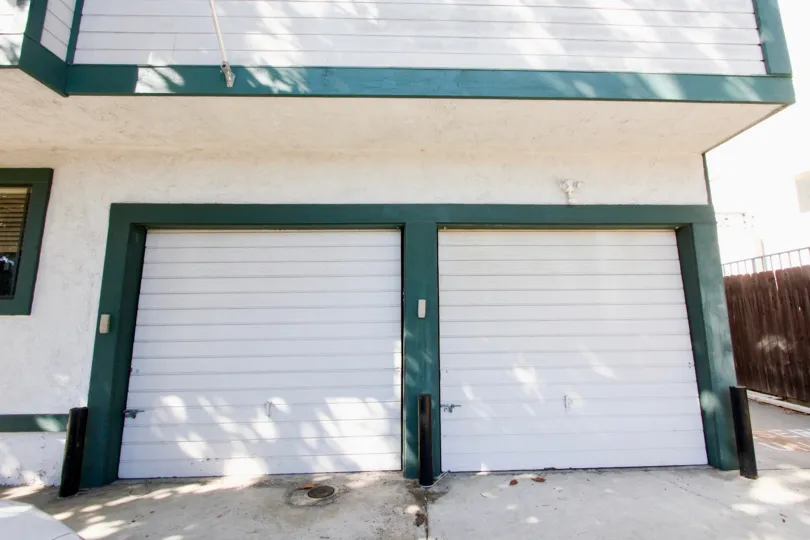 Front of garage doors in Baycrest community, Pacific Beach, California