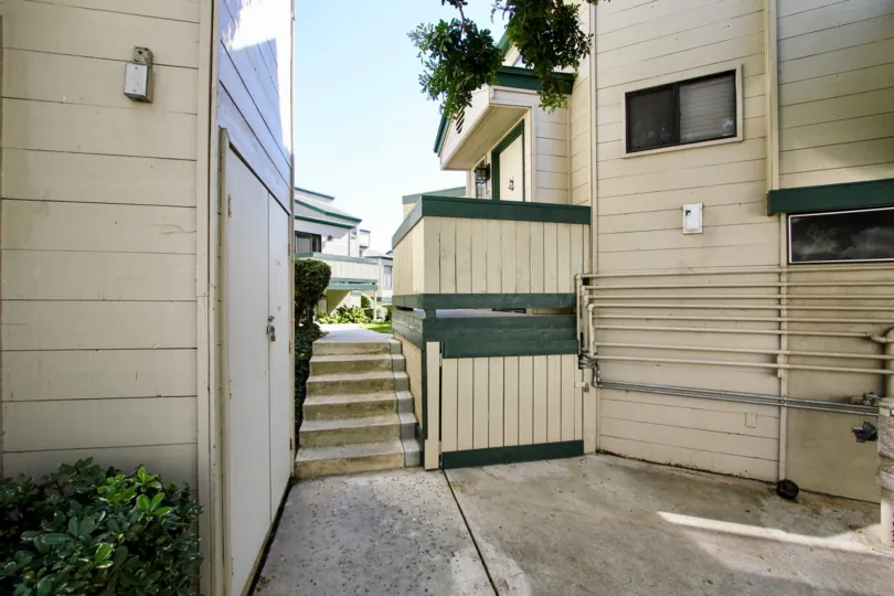 Corner side staircase of Beach Scene community, Pacific Beach, CA