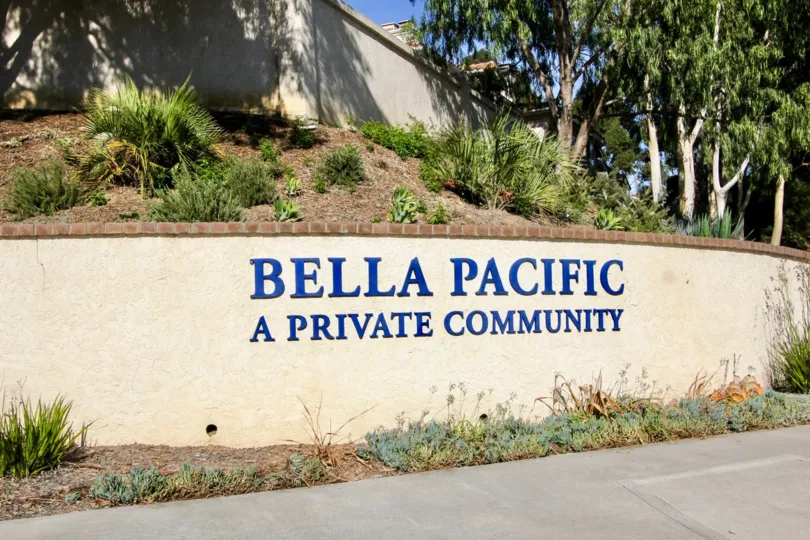 Bella Pacific community sign area in Pacific Beach, California