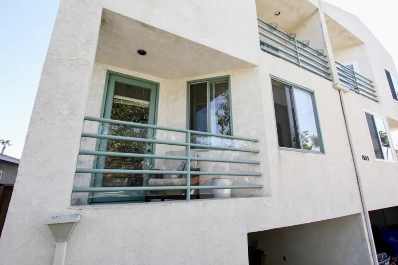 A balcony side view of the Chalcedony Townhomes housing community