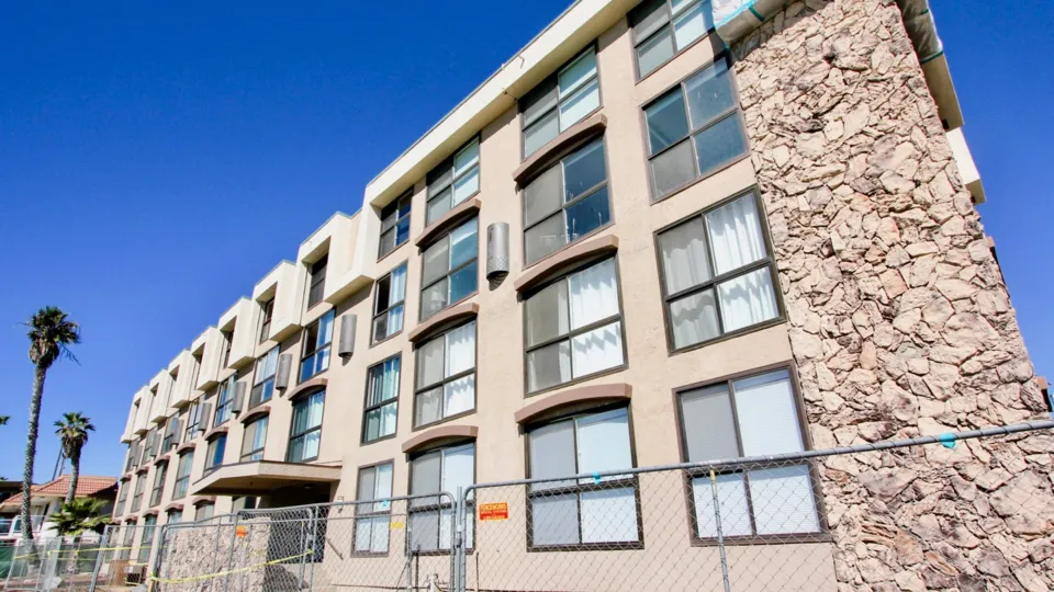 New apartments being built near the sunny Ocean Point community of Pacific Beach, California