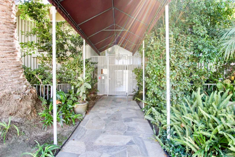 The exterior gate for Pacific Plaza Terrace, an inviting Pacific Plaza Terrace community.