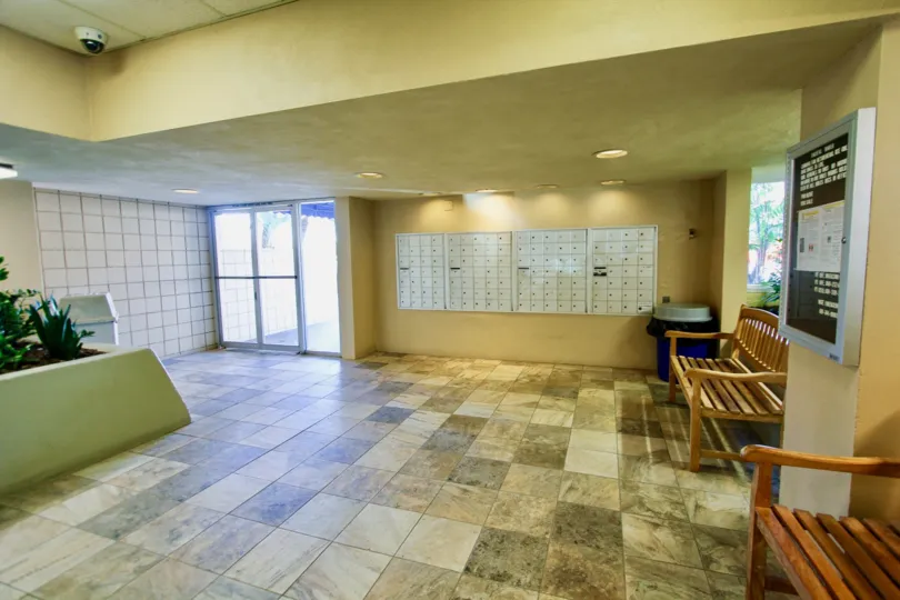 Spacious portigo place with lights on to sit in a villa in Pacifc Tower of Pacifc Beach