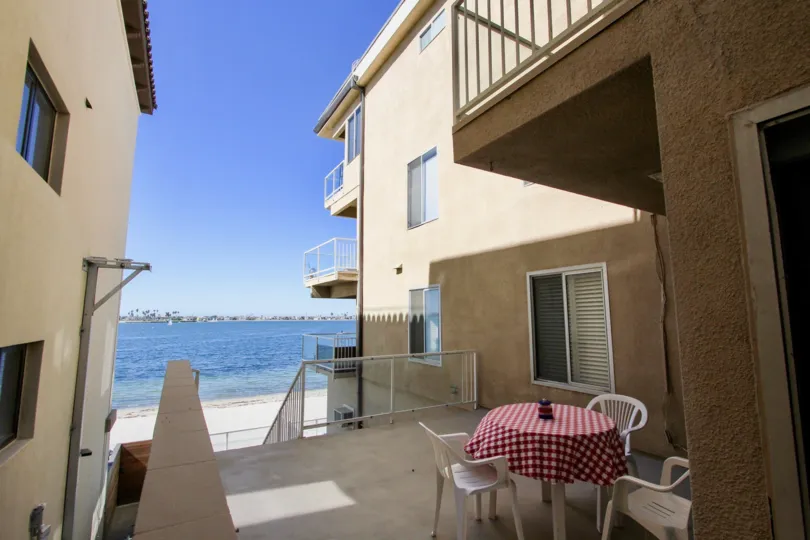 Beachside outdoor dining area at Riviera Terrace in Pacific Beach, California