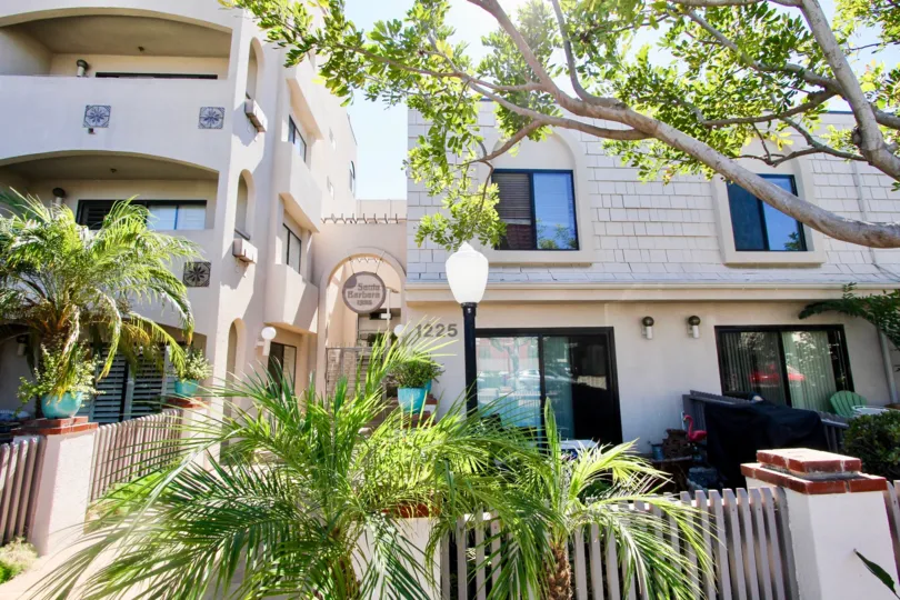 The Santa Barbara entrance with small plants in front side