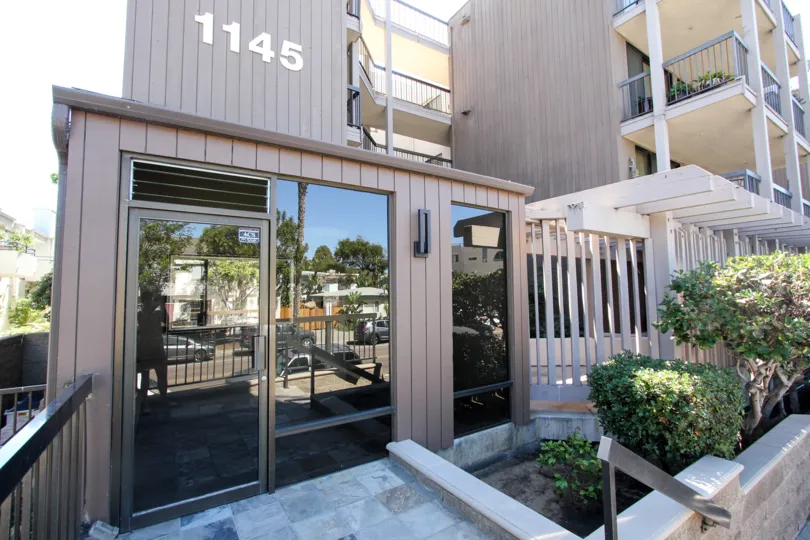 A modern housing complex with gray cladding in the Sanderling community.