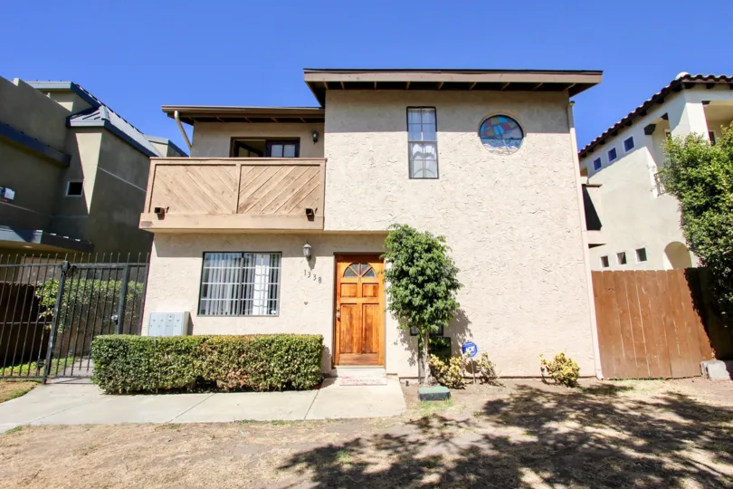 The front of a two story dwelling at Seaburst Twonhomes in Pacific Beach, California