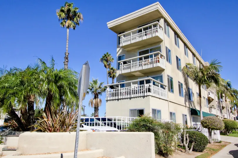 The Shores at Crown Four-Story Creme Building Pacific Beach California
