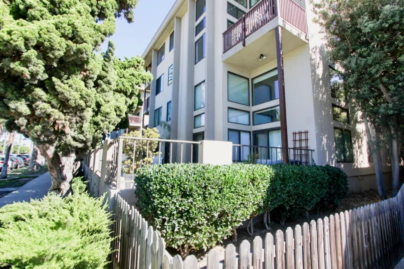 Well maintained landscaping at Turramurra Condominiums in Pacific Beach, California.