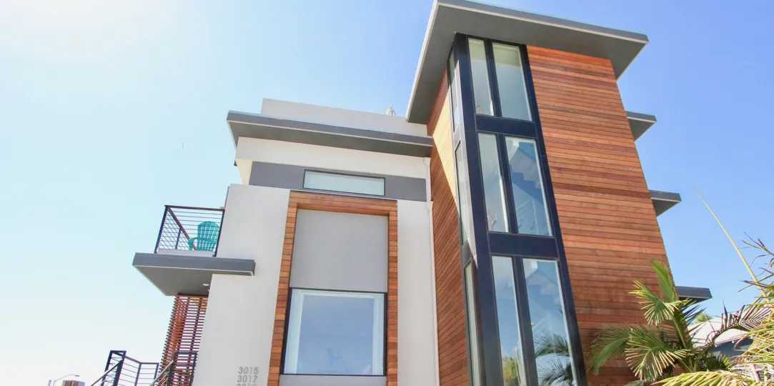 The side windows of the apartment building in the Carleton community in Point Loma, Ca.