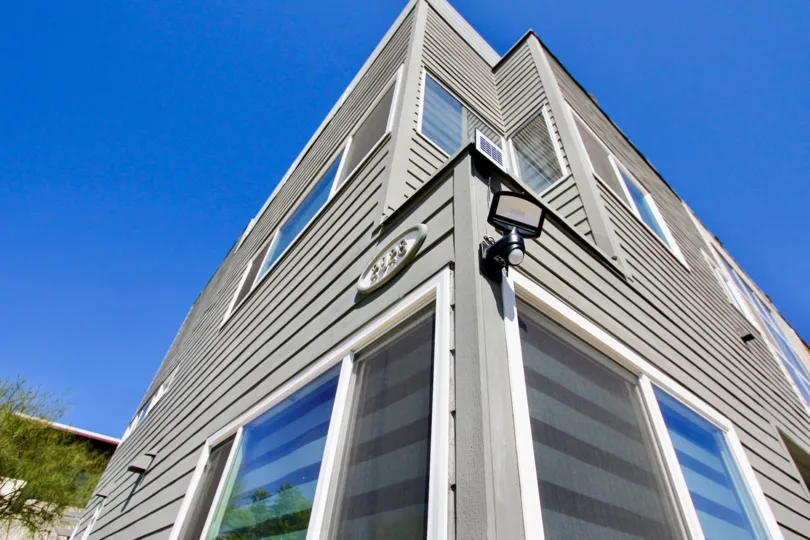 Motion sensor light outside 2023 at Harbor View Townhomes in Point Loma, CA