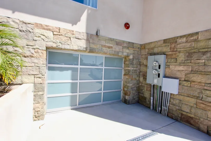 Glass garage door at portugal place in point loma california