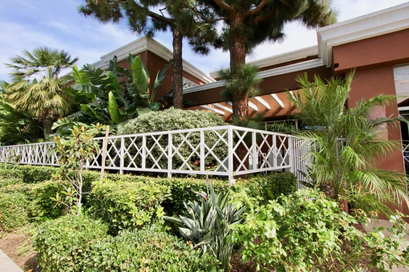Nicely landscaped garden view at the Yacht Club Condos in Point Loma, California