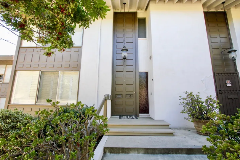Unusual doorway and entrance of Bernardo Village Green community in the city of Rancho Bernardo, California.