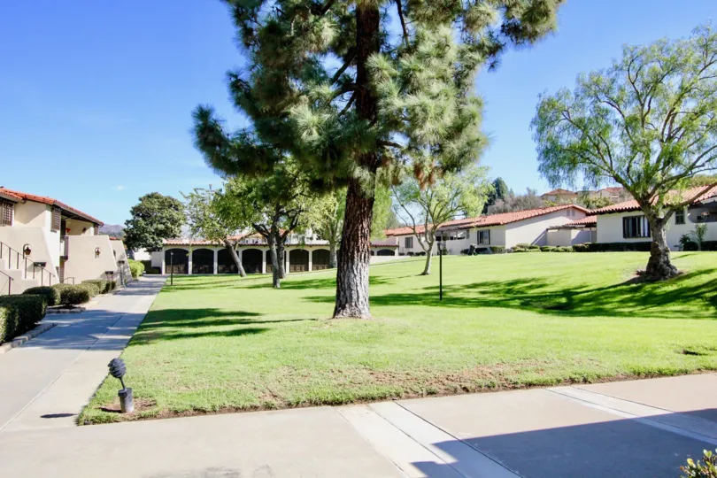 Park surrounded by residential units at Bernardo Villas in Rancho Bernardo CA
