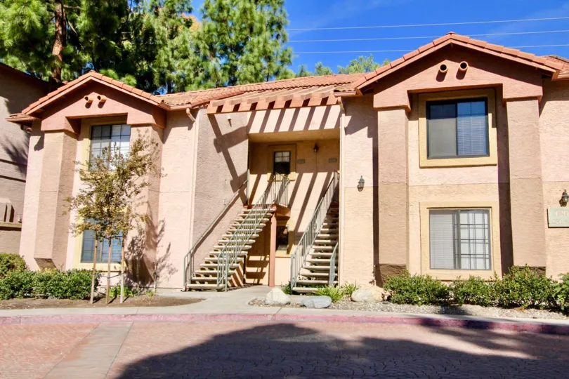 Stairs leading up to the Il Palio apartments in Rancho Bernardo, CA.