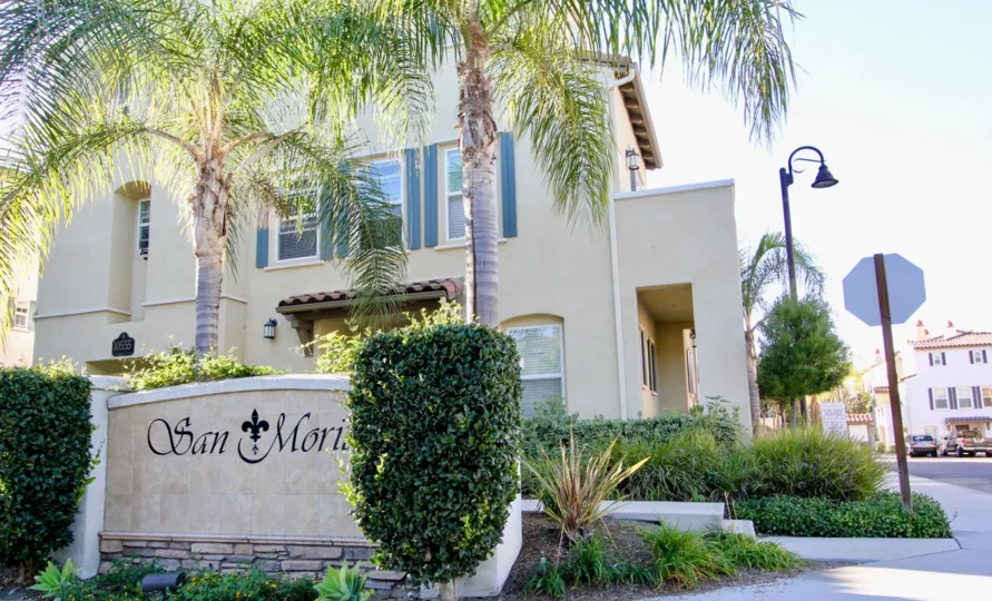 Community sign outside of condos in San Moritz in Rancho Bernardo CA