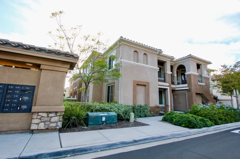 Large green electrical box near street in Savannah Terrace in Rancho Bernardo CA