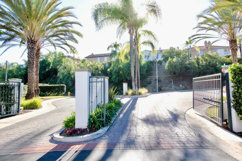 Entrance gate view of gated community in Sitella, sunny day too
