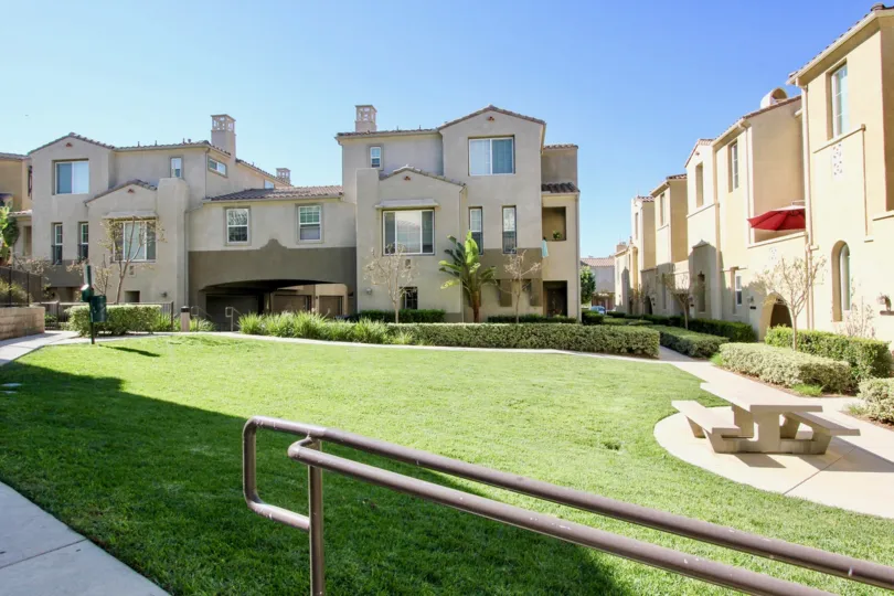 Corte Bella  , San Marcos , California, blue sky, stone bench
