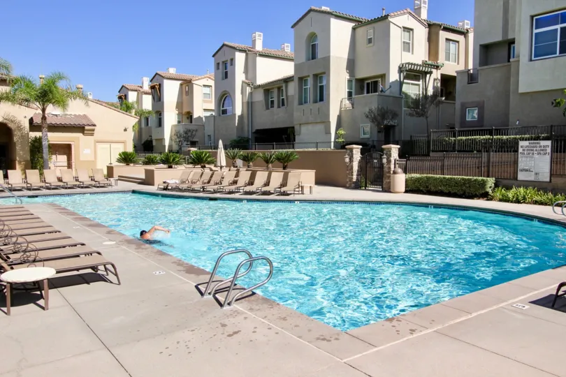 A sunny day at the apartment complex pool in San Marcos, CA