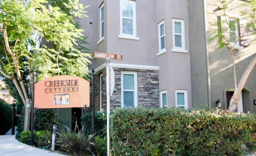Curb appeal at Creekside Cottages in San Marcos, California.