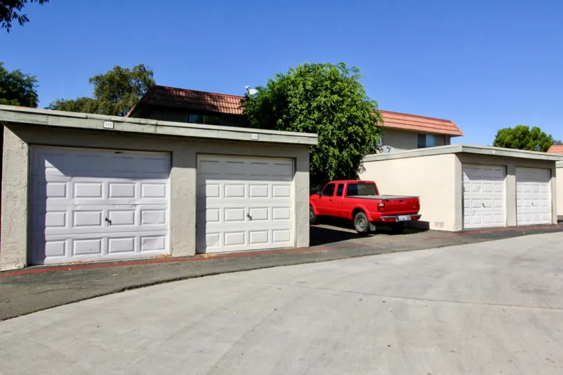 Detached apartment garages at an apartment complex