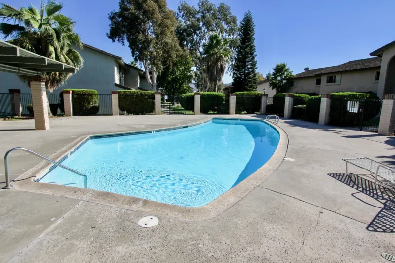 A community pool in the upscale Lake Park Villas in San Marcos.