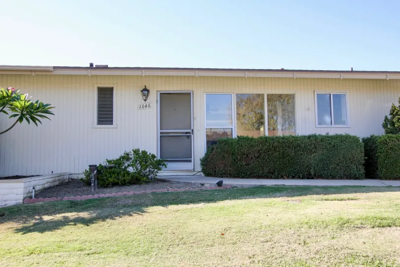 A very simple and plain bungalow in Lake San Marcos Villas neighborhood.