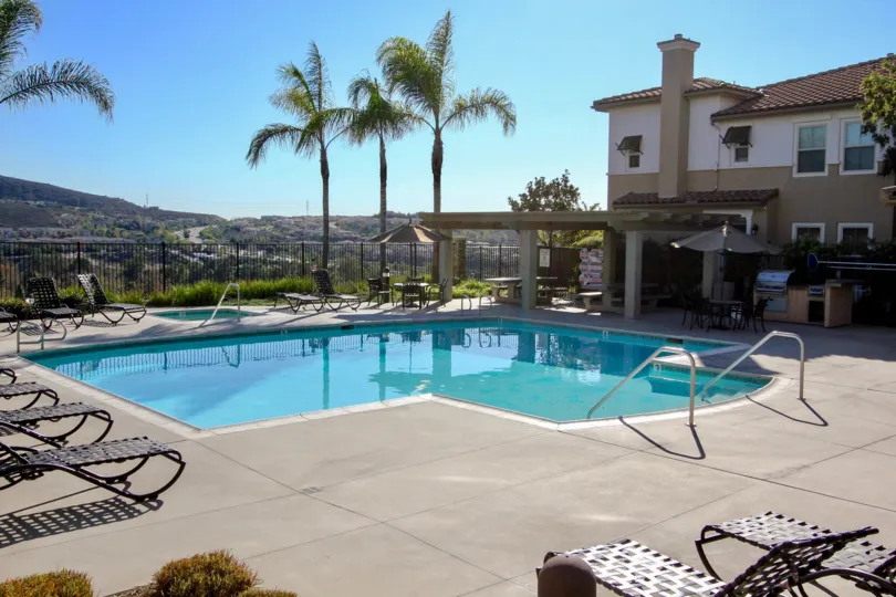 Gorgeous pool overlooking a valley at the Larkspur Heights in San Marcos CA