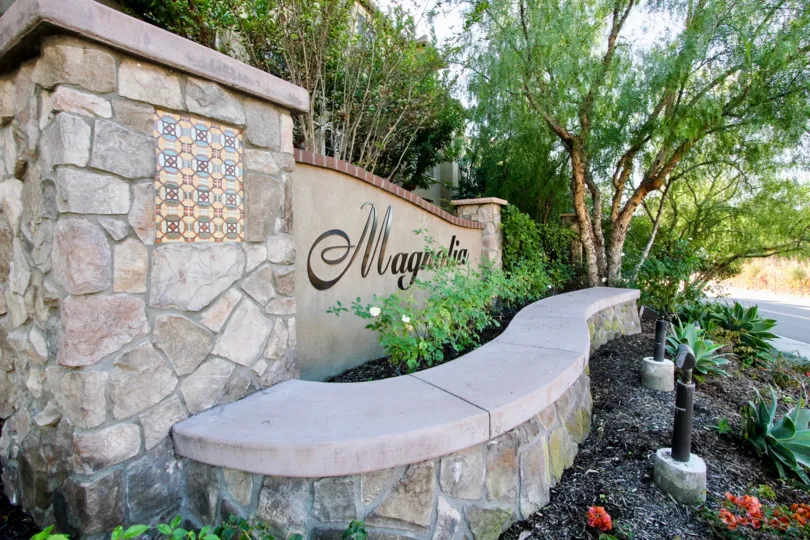 Entrance signage of the Community of Magnolia, San Marcos, California