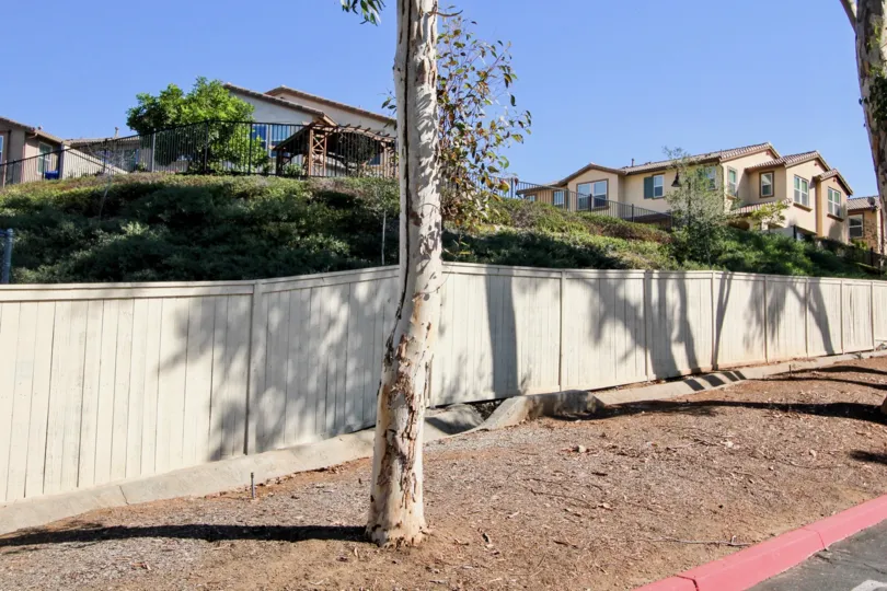 A view of townhouse complexes in the sidewalk in Mission Park neighborhood.