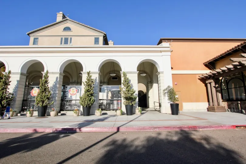 White build with many arches in Morgans Corner in San Marcos CA