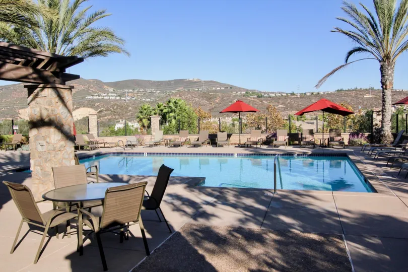 Pool over looking a huge valley at Solaire in San Marcos ca