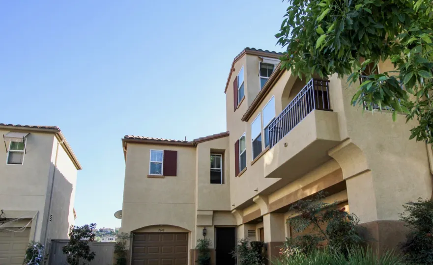 Side view of a condominium building inside Springfield in San Marcos CA