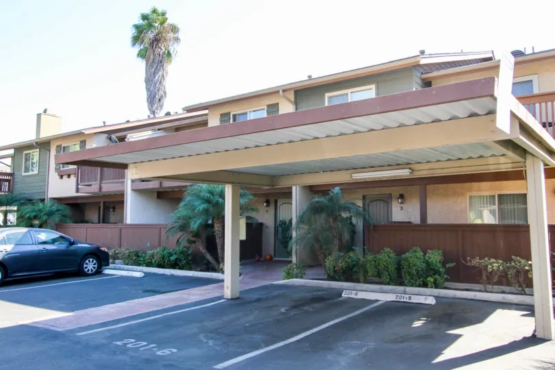 Westlake Ranch brown and beige building with covered parking San Marcos California