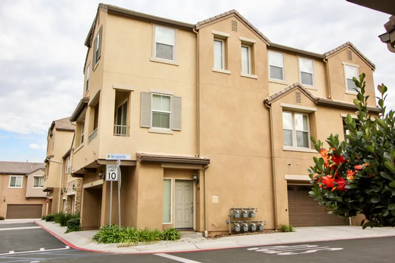 Aubrey Glen, Santee, California, light brown building,plants