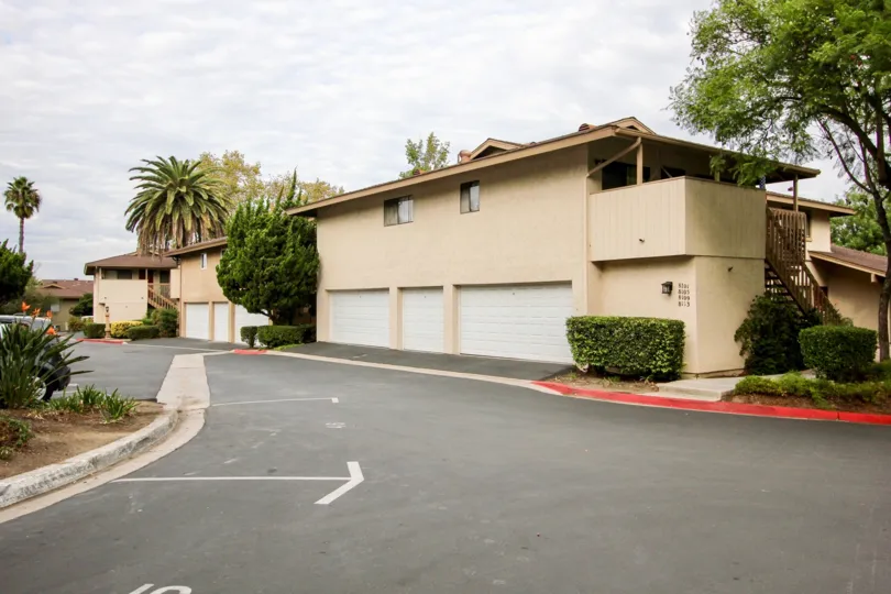 Fletcher Valley Villas, Santee ,California,beige building,road,trees,brown stairs