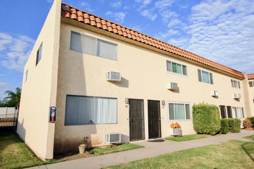 Air conditioner rooms with sliding door windows in Horizon Village.