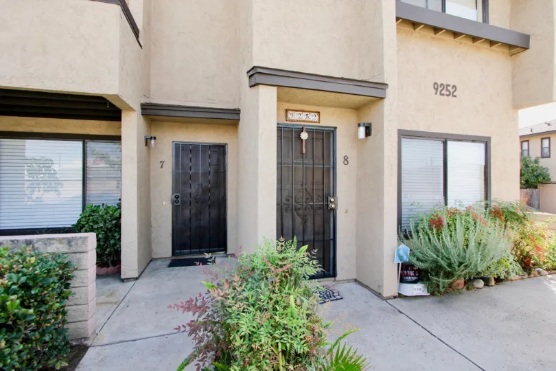 Landscaping in front of a gated unit at Lakeview Carlton Hills.
