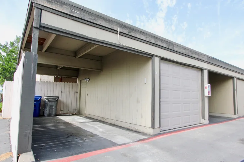 Clear skies over private parking and storage area of Magnolia Meadows.