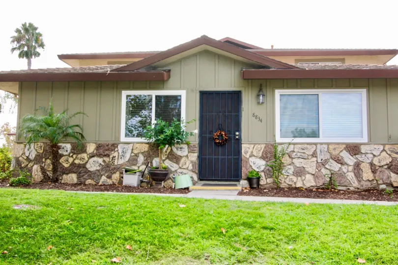 Black security screen door at residence in Mission La Vega in Santee CA