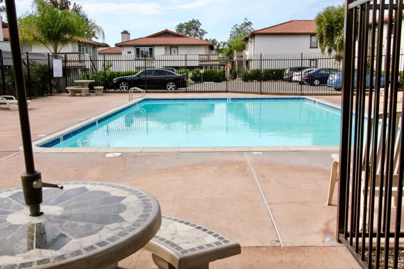 View of a pool in Riderwood Gardens in Santee California