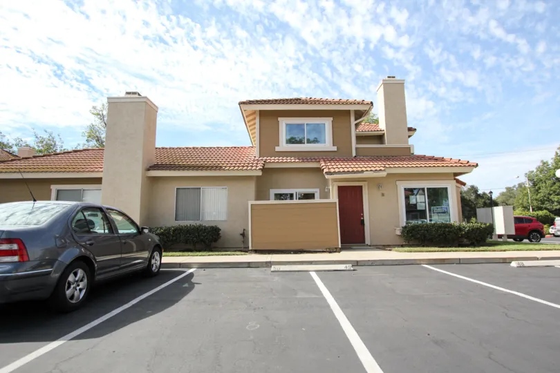 A front view of an office-like building in the Riderwood Meadows community of Santee, California