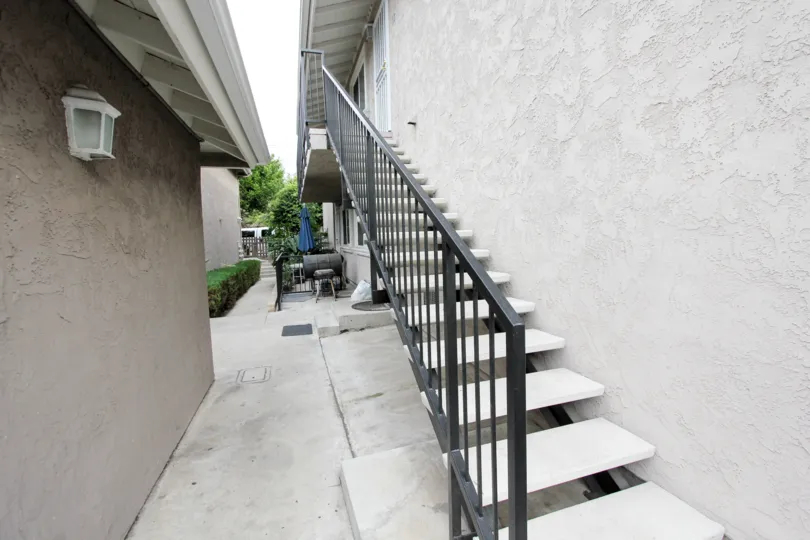 A view of some stairs in the Buena Vista Condominiums in Spring Valley, California